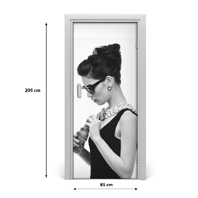 Door wallpaper A woman with glasses