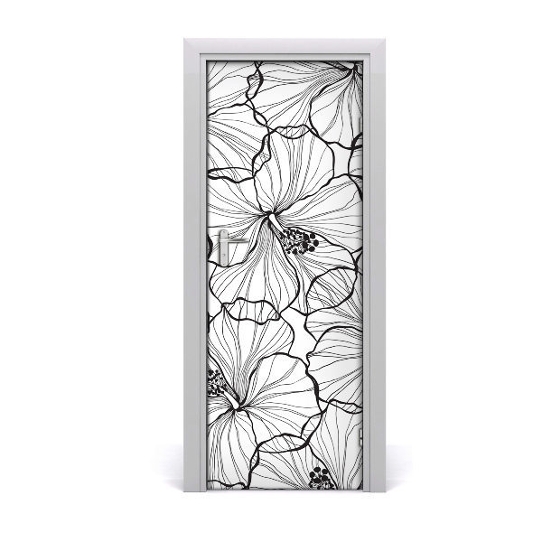 Self-adhesive door wallpaper Hibiscus