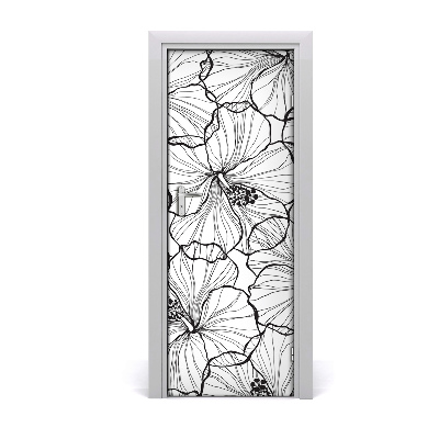 Self-adhesive door wallpaper Hibiscus