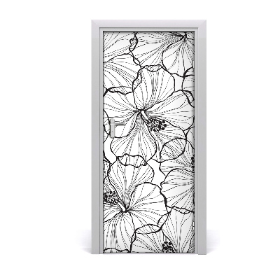 Self-adhesive door wallpaper Hibiscus