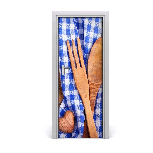 Door wallpaper Wooden cutlery