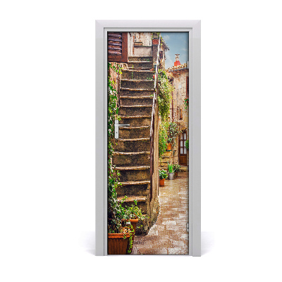 Self-adhesive door wallpaper Italian streets