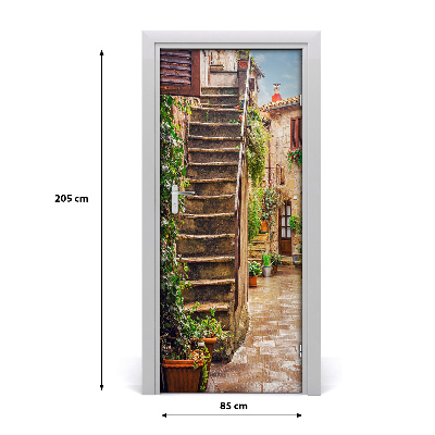 Self-adhesive door wallpaper Italian streets