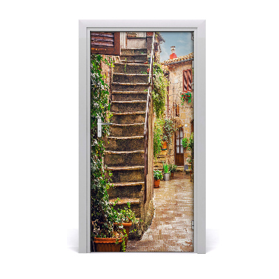 Self-adhesive door wallpaper Italian streets