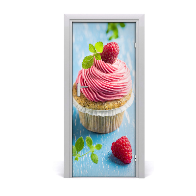 Self-adhesive door sticker Raspberry cupcake