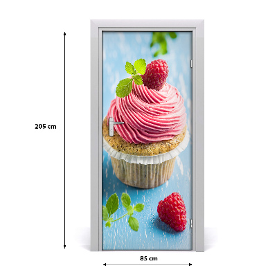 Self-adhesive door sticker Raspberry cupcake