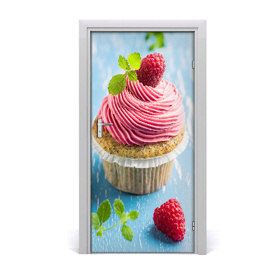 Self-adhesive door sticker Raspberry cupcake