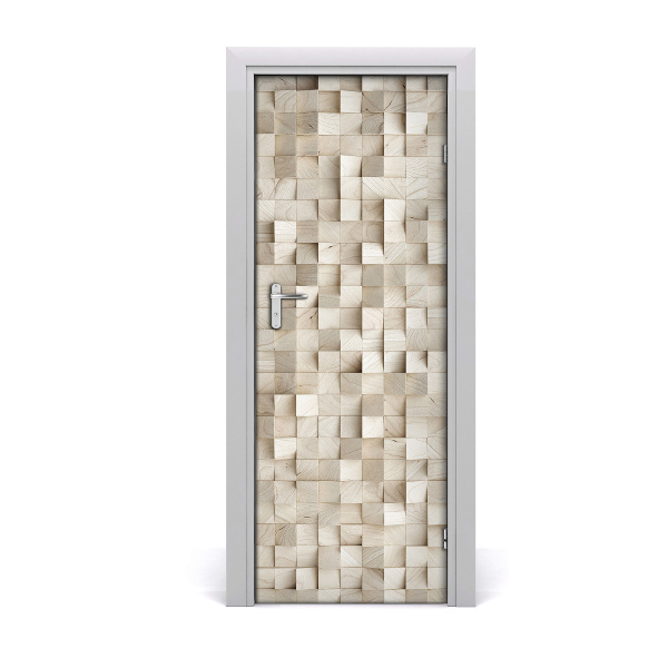 Self-adhesive door sticker Wooden cubes