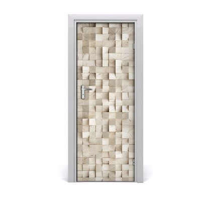 Self-adhesive door sticker Wooden cubes