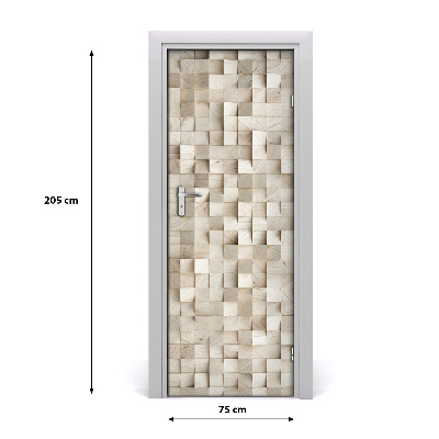 Self-adhesive door sticker Wooden cubes