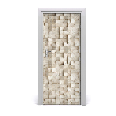 Self-adhesive door sticker Wooden cubes