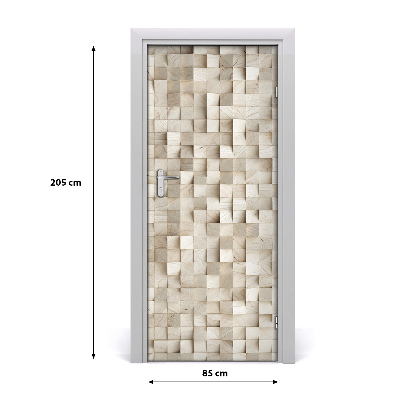 Self-adhesive door sticker Wooden cubes