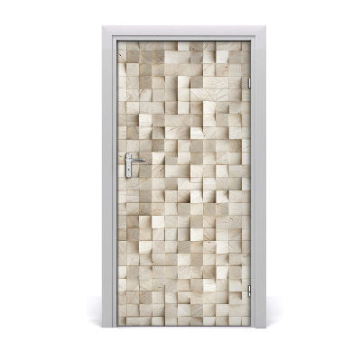 Self-adhesive door sticker Wooden cubes