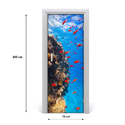 Self-adhesive door sticker Coral reef