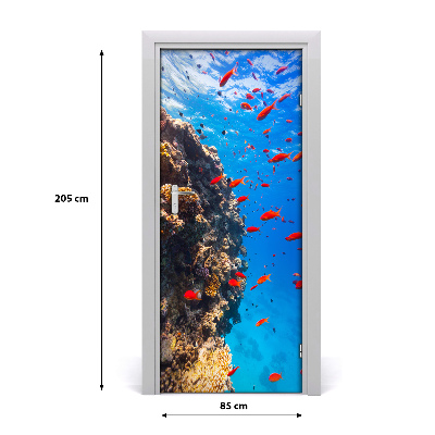 Self-adhesive door sticker Coral reef