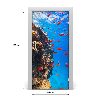 Self-adhesive door sticker Coral reef