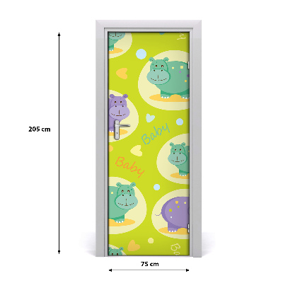 Self-adhesive door sticker Hippos wall