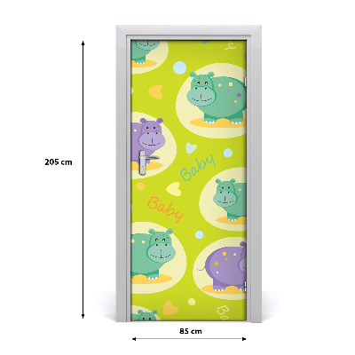 Self-adhesive door sticker Hippos wall