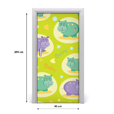 Self-adhesive door sticker Hippos wall