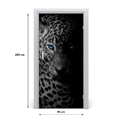 Self-adhesive door sticker The wall of a leopard