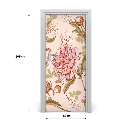 Self-adhesive door wallpaper Peonies