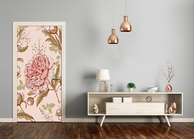 Self-adhesive door wallpaper Peonies