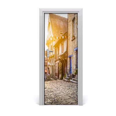 Self-adhesive door wallpaper A charming street