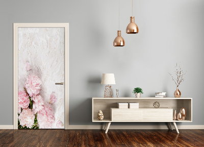 Self-adhesive door sticker Marble peonies