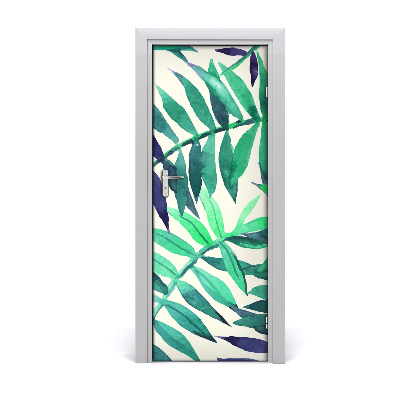 Self-adhesive door veneer Tropical leaves