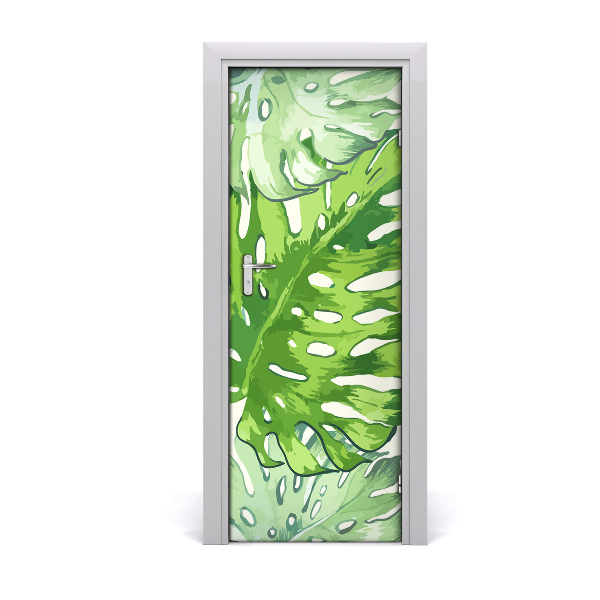 Self-adhesive door veneer Tropical leaves