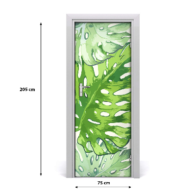 Self-adhesive door veneer Tropical leaves