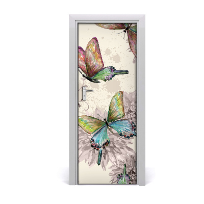 Self-adhesive door sticker Colorful butterflies