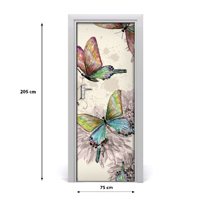 Self-adhesive door sticker Colorful butterflies