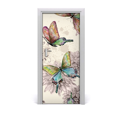 Self-adhesive door sticker Colorful butterflies