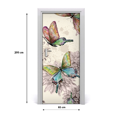 Self-adhesive door sticker Colorful butterflies