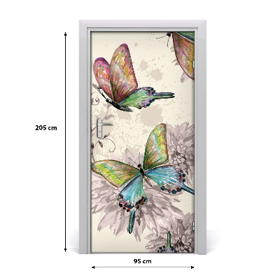 Self-adhesive door sticker Colorful butterflies