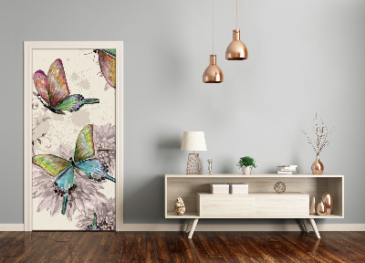 Self-adhesive door sticker Colorful butterflies