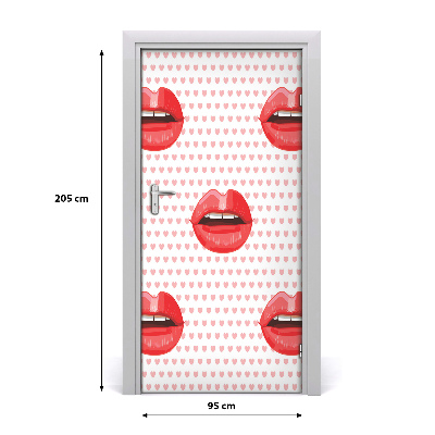 Door wallpaper Red lips