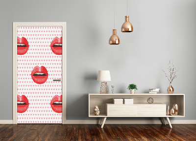 Door wallpaper Red lips