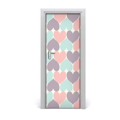 Door wallpaper Colorful hearts