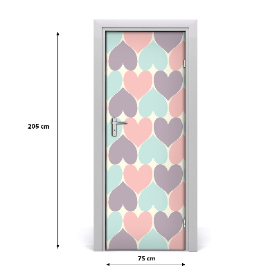 Door wallpaper Colorful hearts