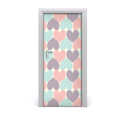 Door wallpaper Colorful hearts