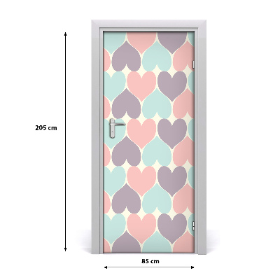 Door wallpaper Colorful hearts