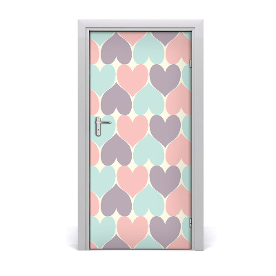 Door wallpaper Colorful hearts