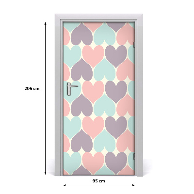 Door wallpaper Colorful hearts