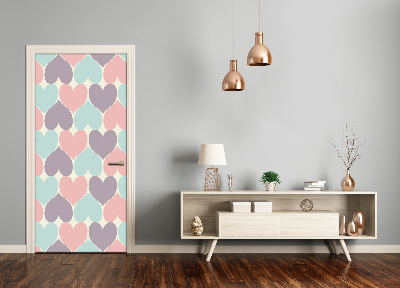 Door wallpaper Colorful hearts