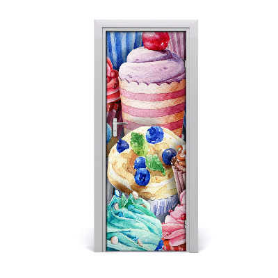 Self-adhesive door sticker Colorful muffins