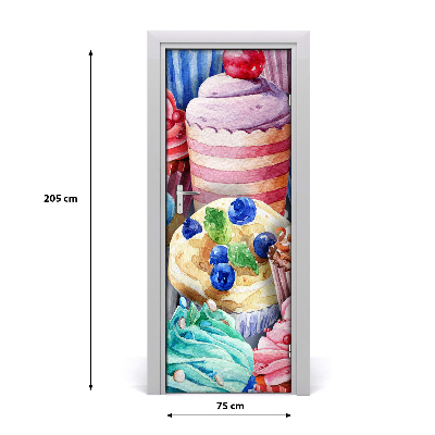 Self-adhesive door sticker Colorful muffins