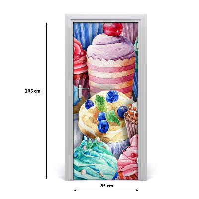 Self-adhesive door sticker Colorful muffins