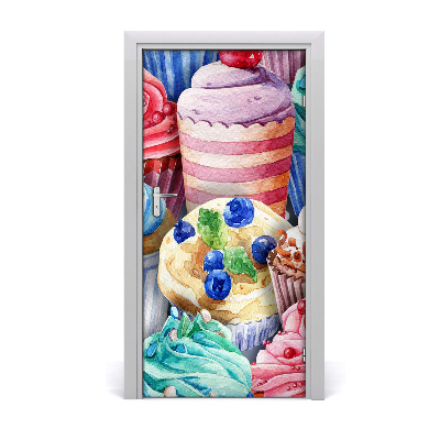 Self-adhesive door sticker Colorful muffins